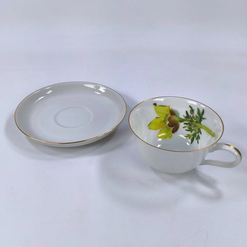 Vintage Rosenthal Helena Tea Cup Saucer Set Selb Germany US Zone Yellow Floral